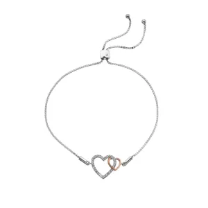 Hot Diamonds Togetherness Sterling Silver Rose Gold Plated White Topaz Bracelet