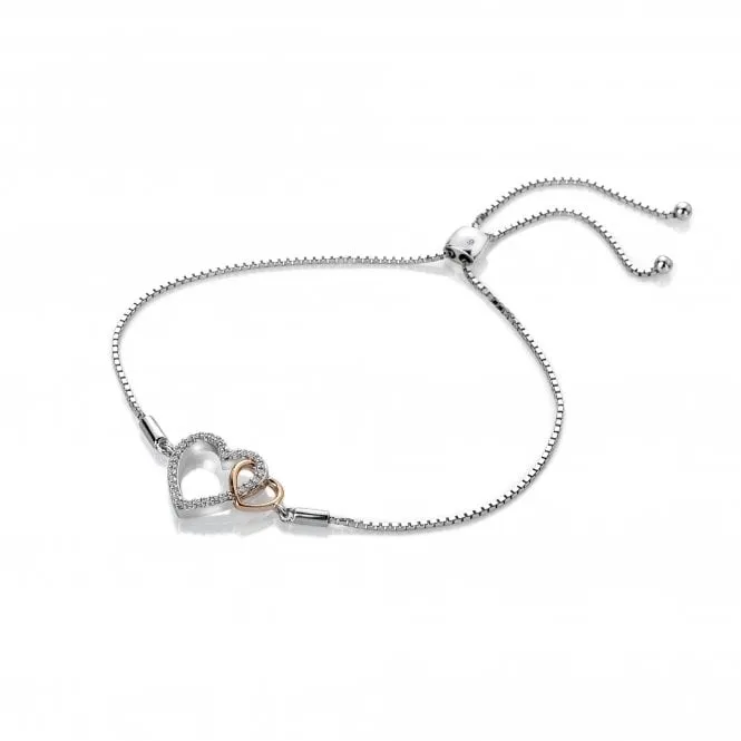 Hot Diamonds Togetherness Sterling Silver Rose Gold Plated White Topaz Bracelet