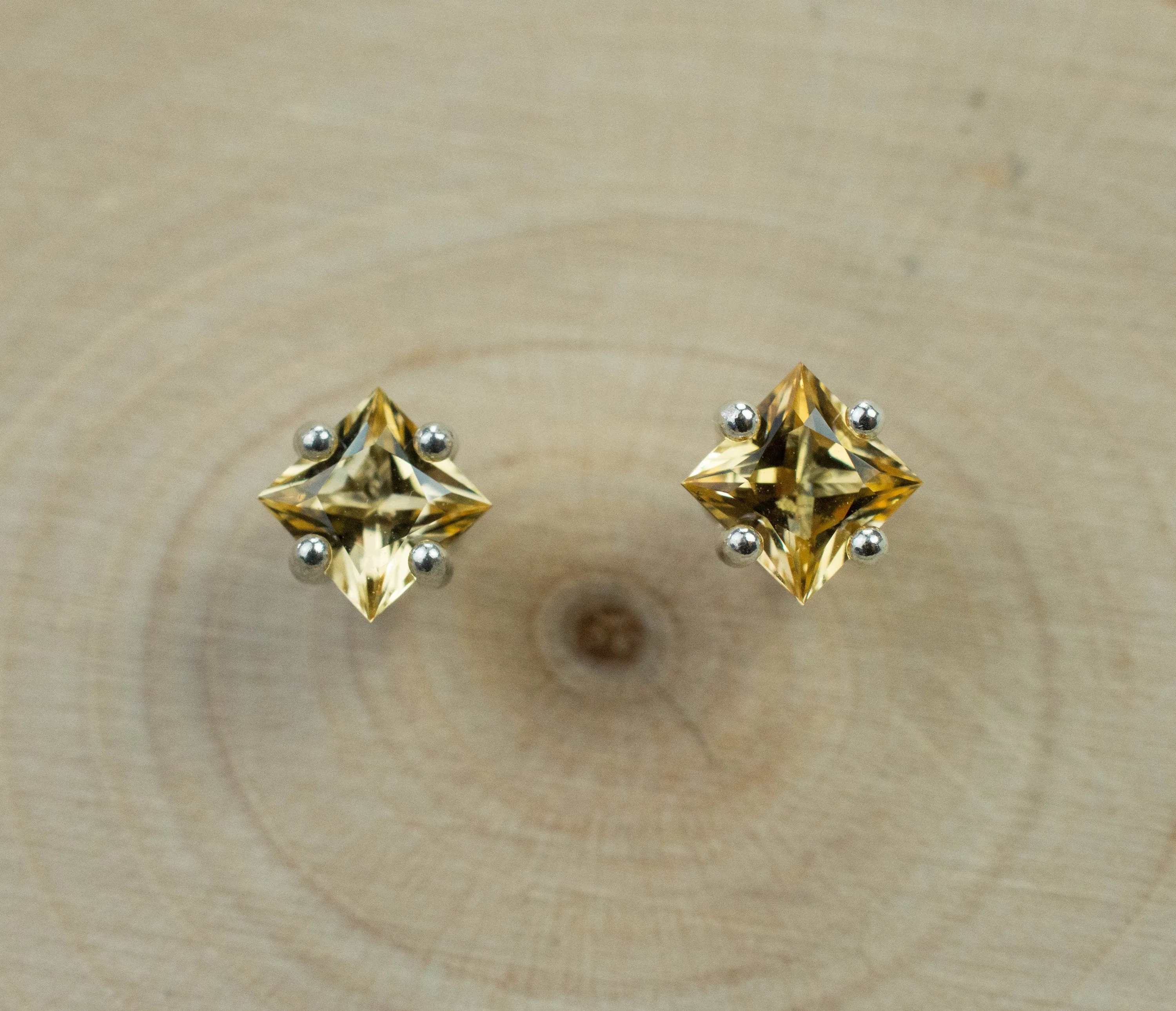 Imperial Topaz Earrings; Natural Untreated Brazil Topaz; 0.820cts