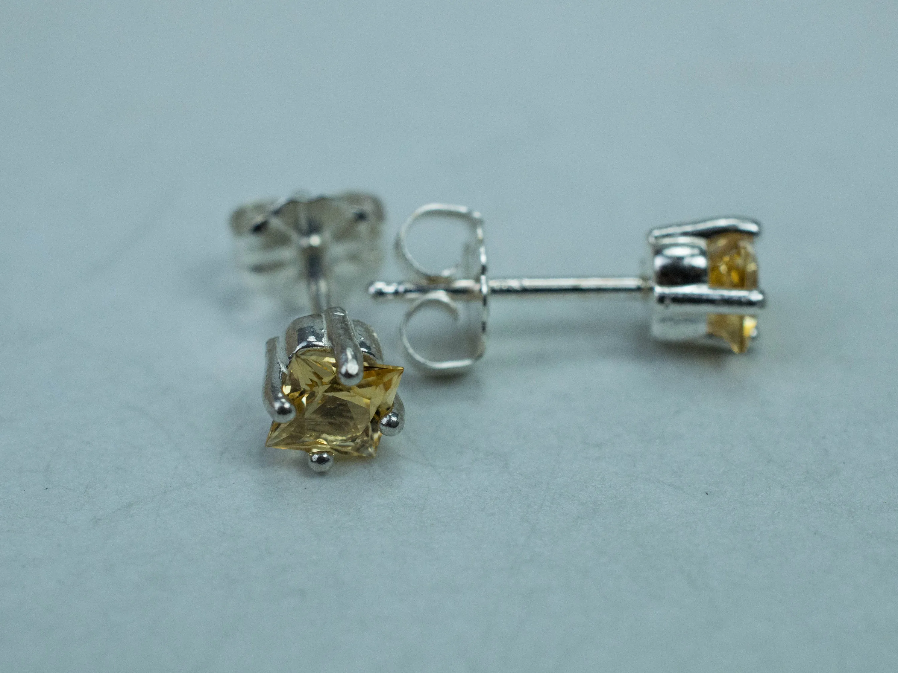 Imperial Topaz Earrings; Natural Untreated Brazil Topaz; 0.820cts