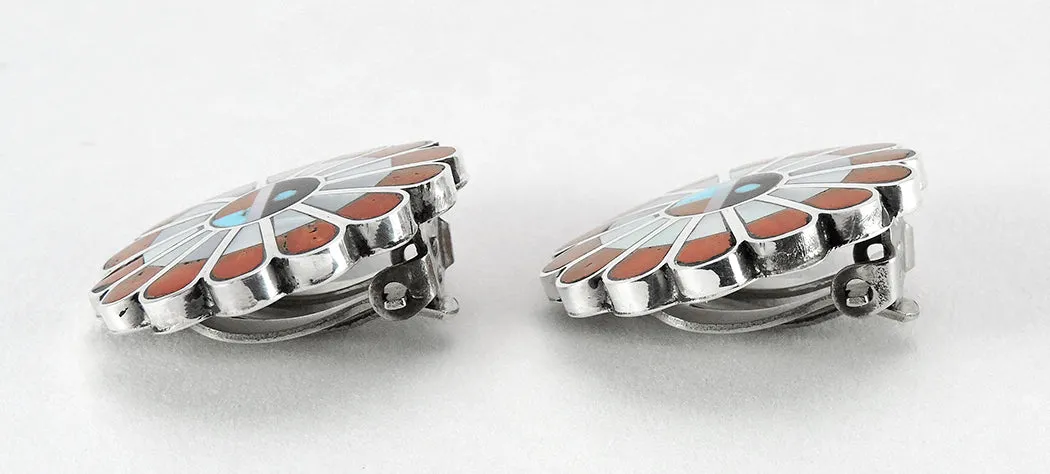 Inlaid Sunface Clip-On Earrings
