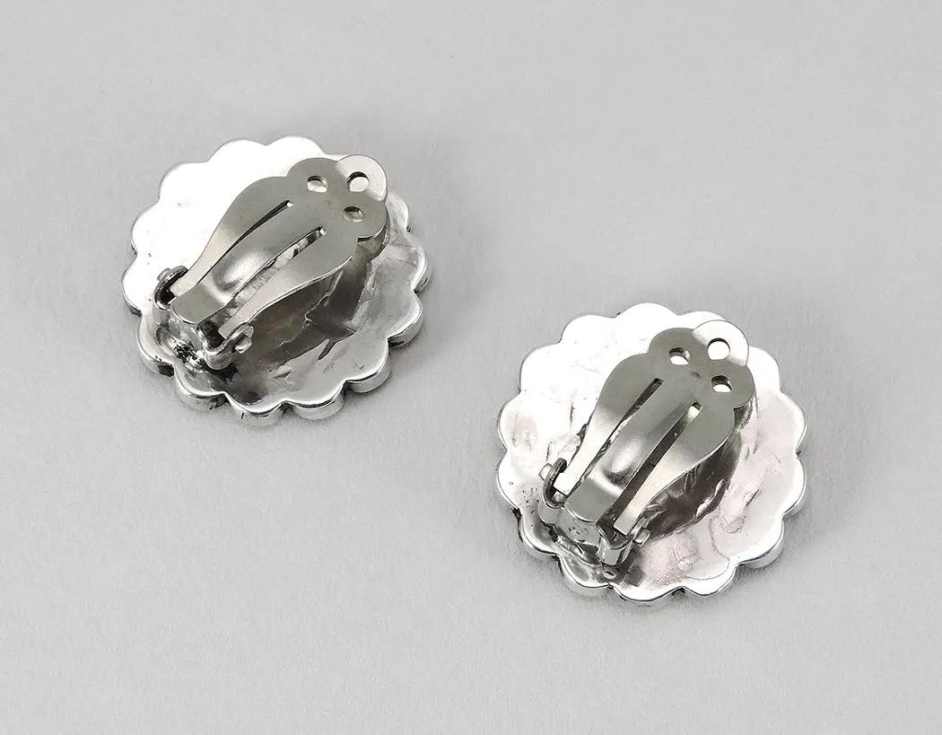 Inlaid Sunface Clip-On Earrings