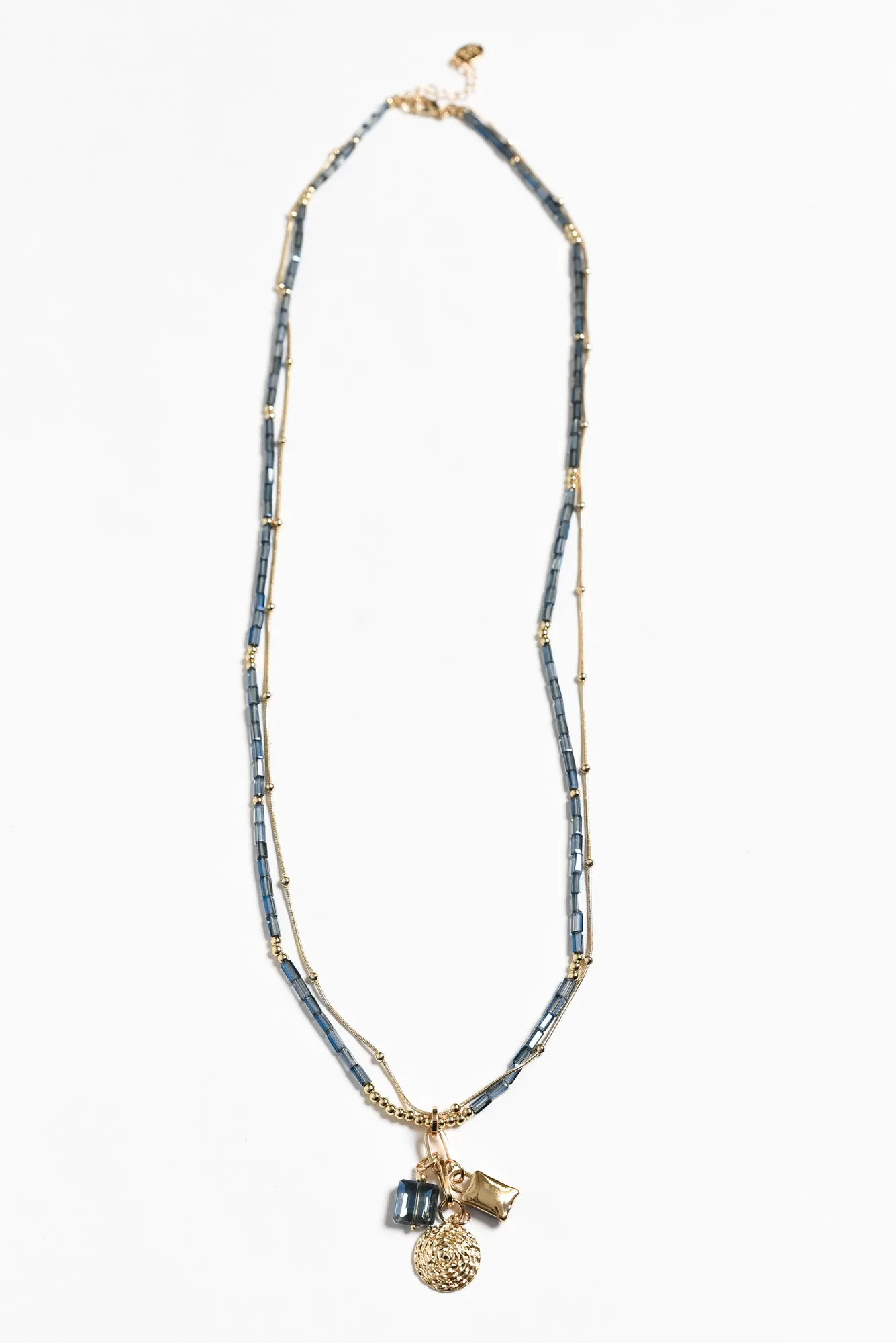 Kiva Blue Beaded Pendant Necklace
