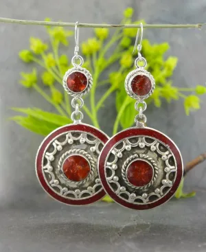 Large Coral Circle Earrings