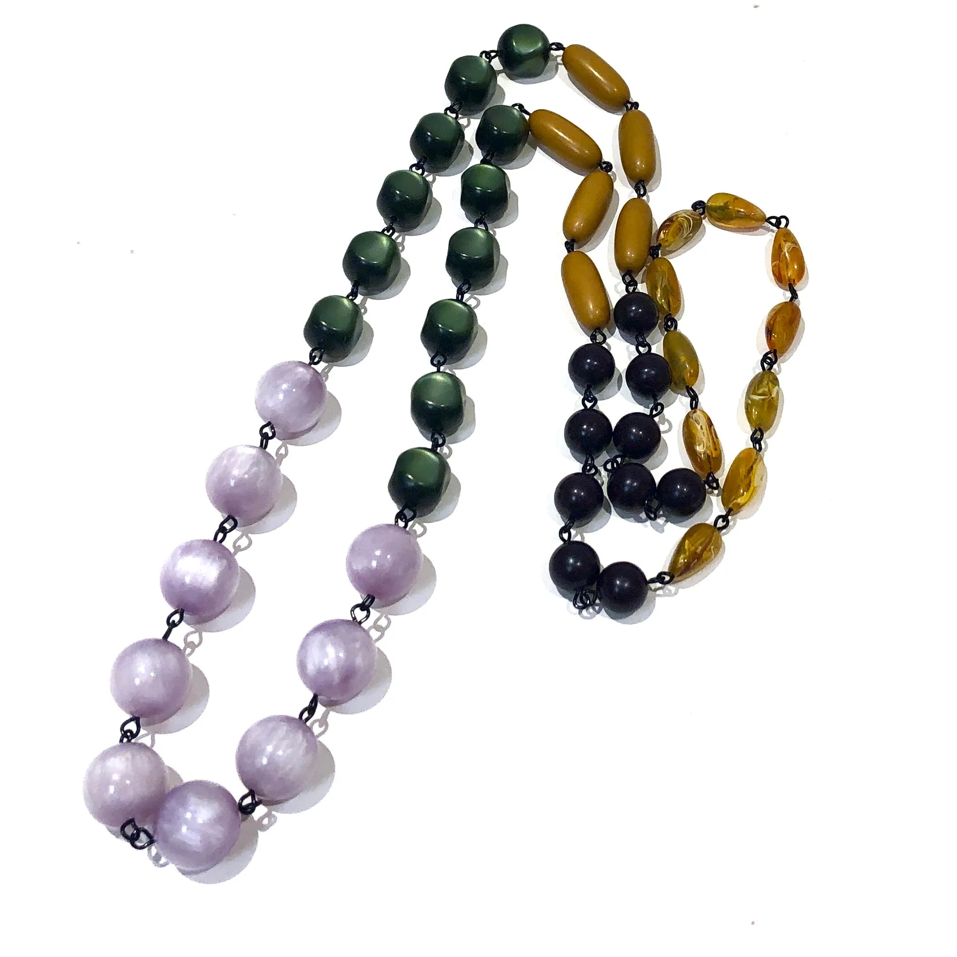Lilac & Mustard Rosary-chained Rope Necklace *