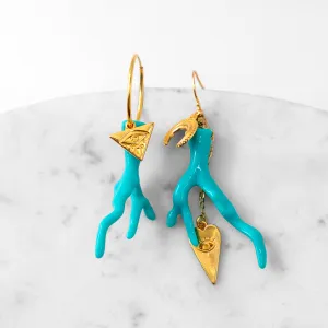 Lola Turquoise Coral Hoop Earrings