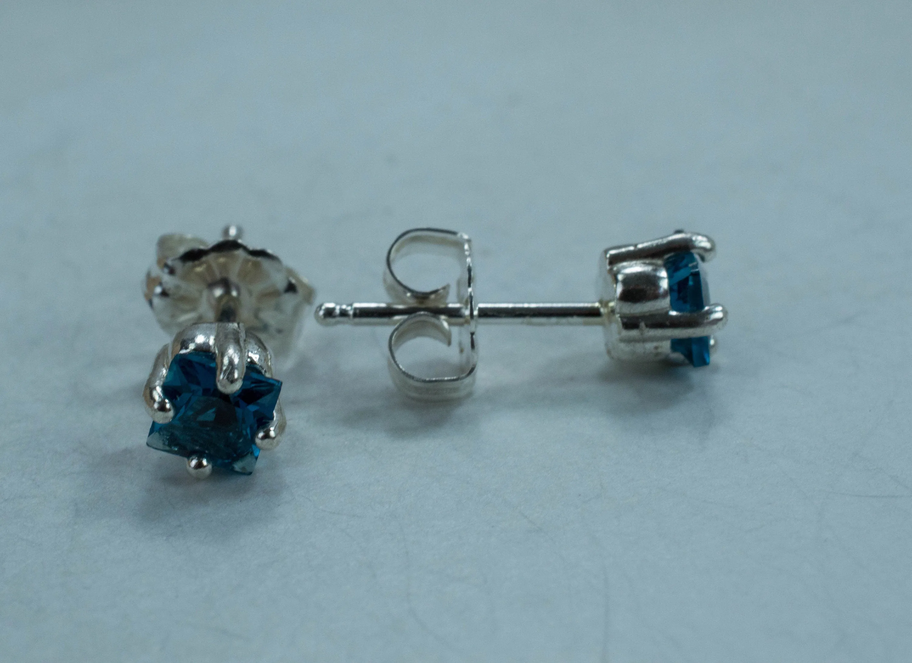 London Blue Topaz Earrings; Genuine Brazilian Topaz; 0.745cts