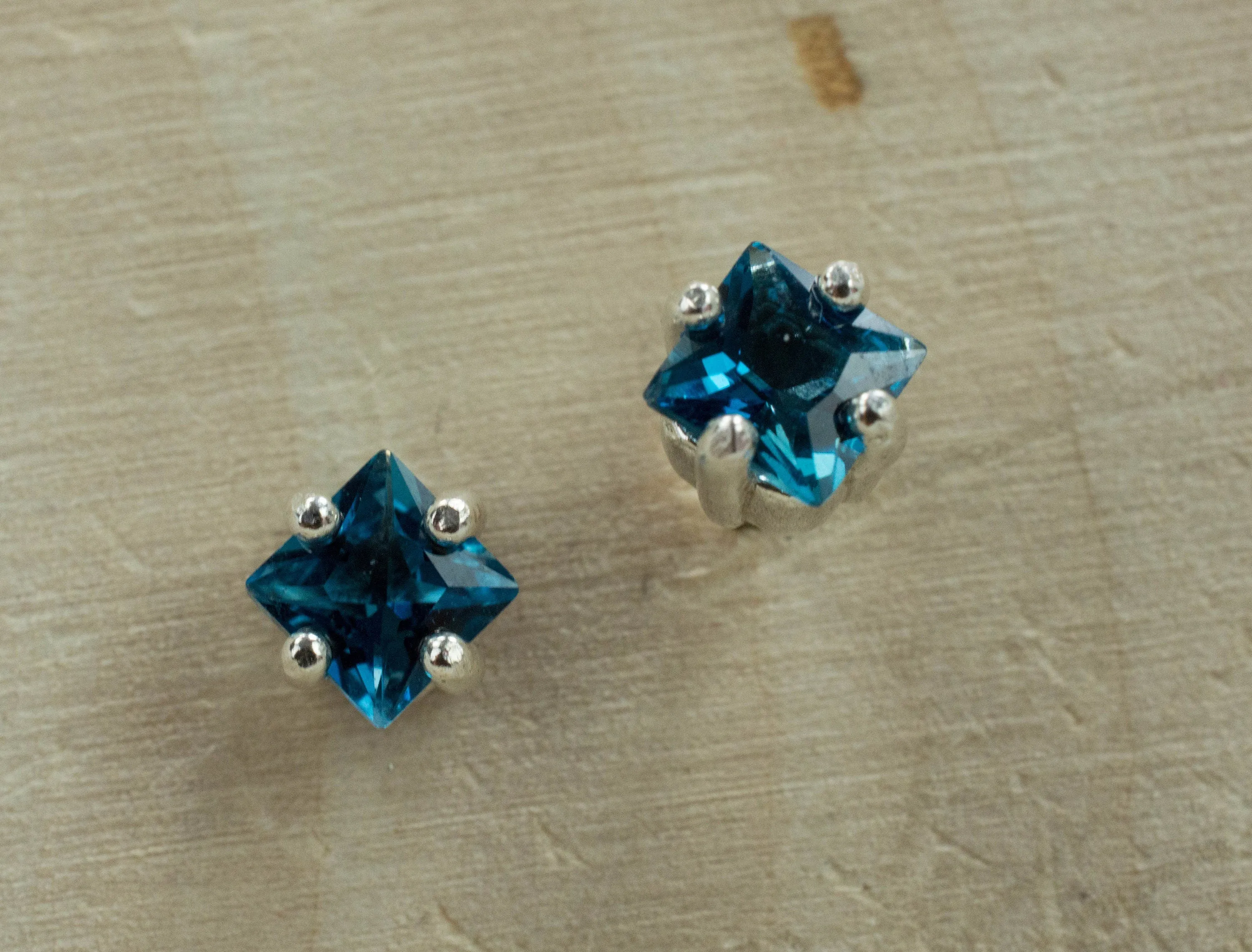 London Blue Topaz Earrings; Genuine Brazilian Topaz; 0.745cts