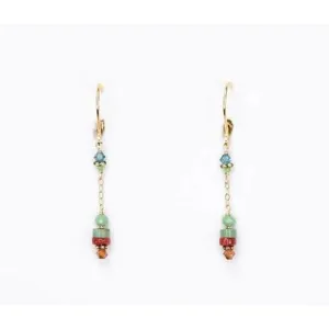 Long Turquoise & Coral Earrings