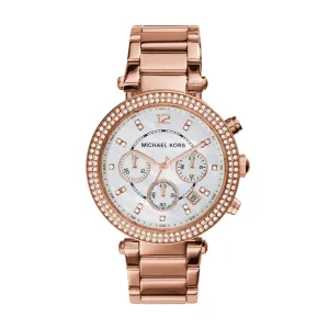 Michael Kors Chronograph Parker Rose Gold-Tone Watch Crystals 39mm Quartz