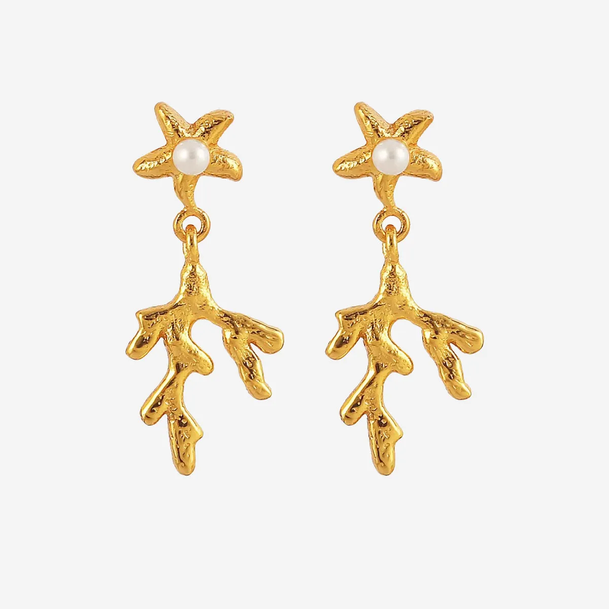 MINI CORAL LEAF EARRINGS