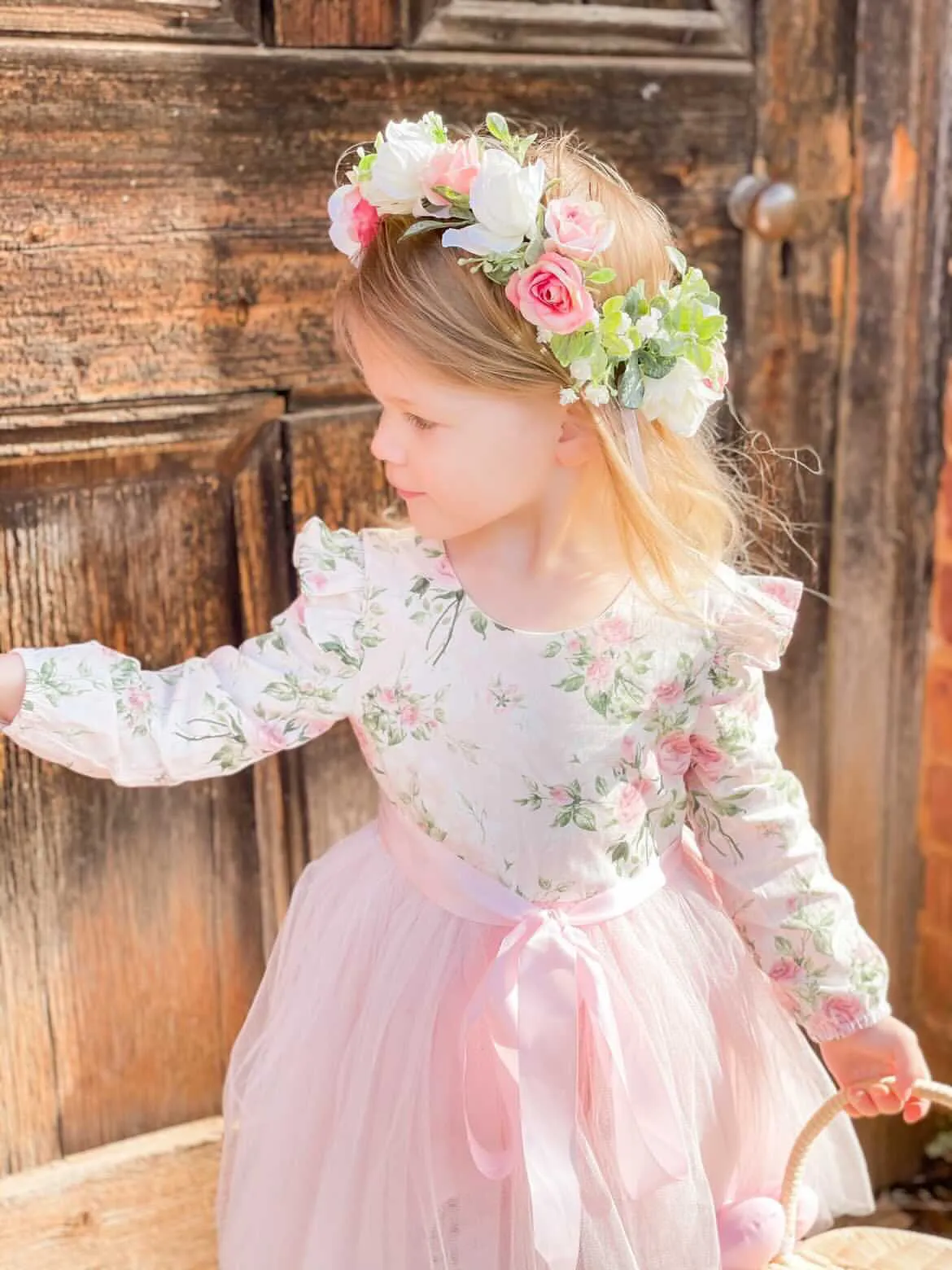 Misty Girls White & Pink Flower Crown