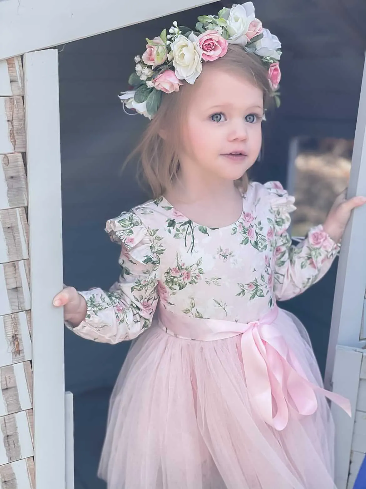 Misty Girls White & Pink Flower Crown