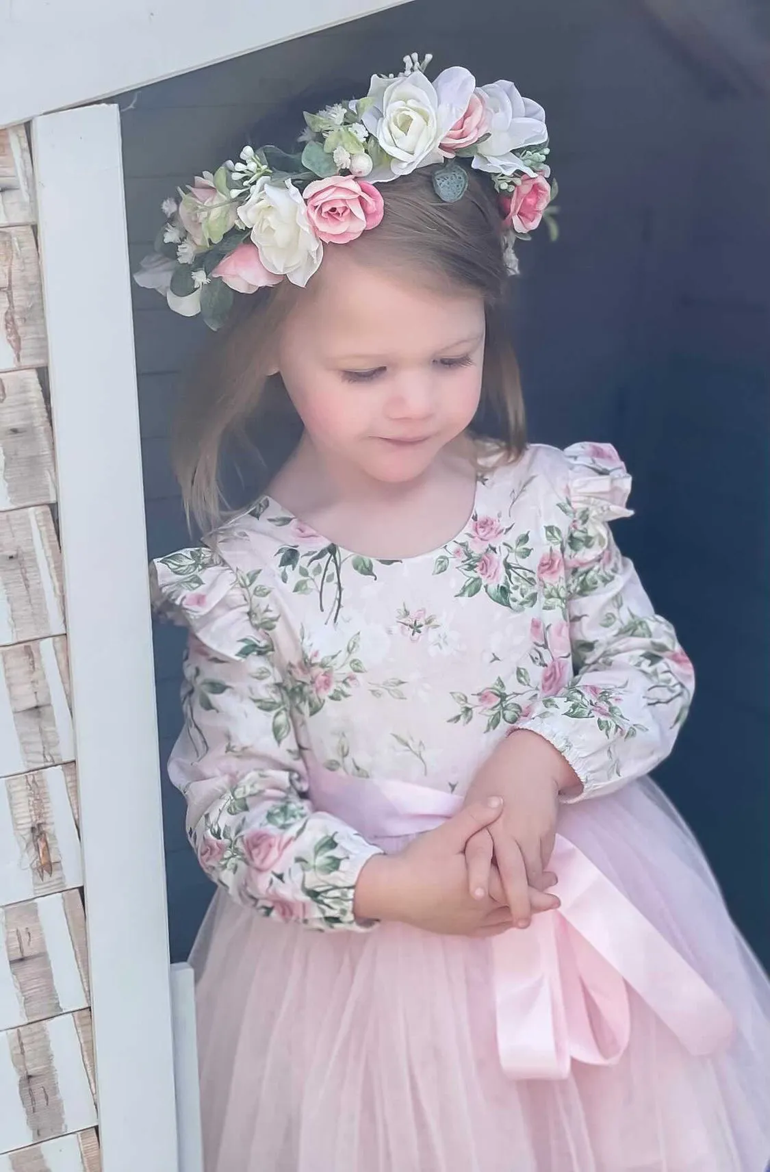 Misty Girls White & Pink Flower Crown