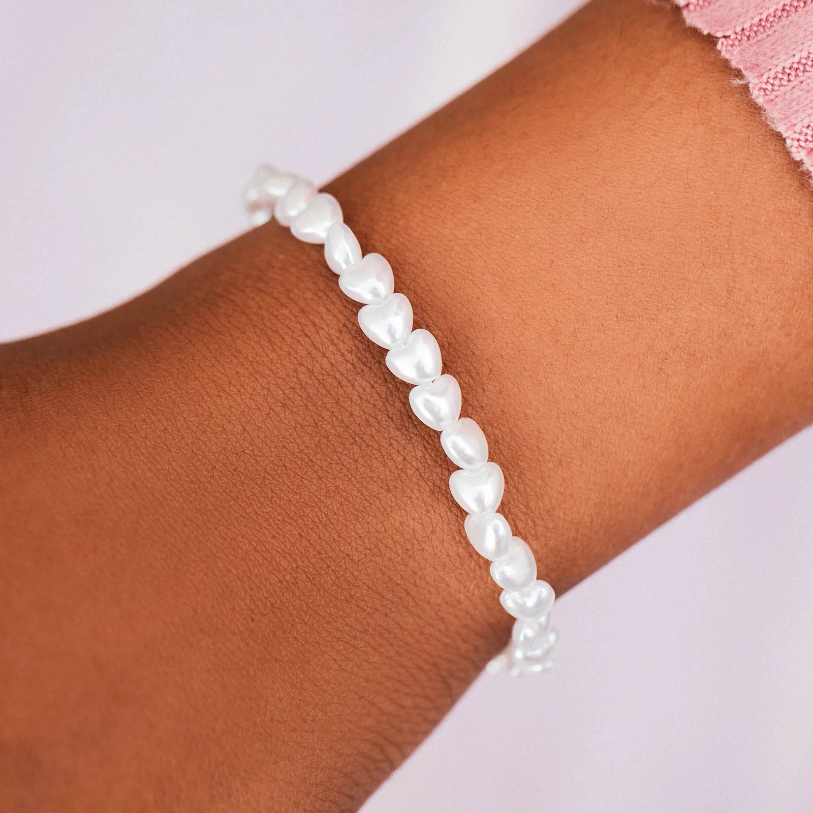 Mother of Pearl Heart Stretch Bracelet