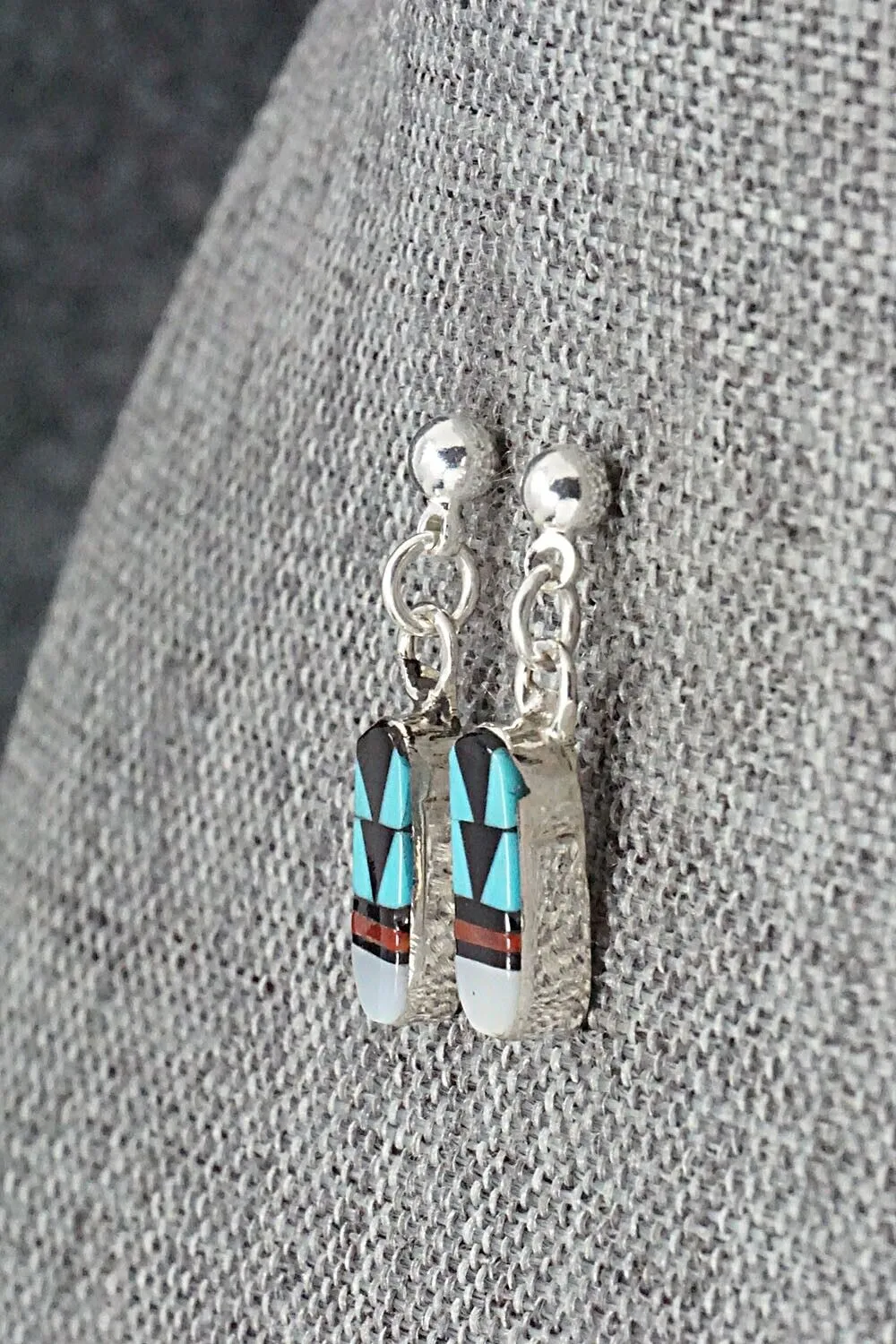 Multi Stone Inlay & Sterling Silver Earrings - Francine Chapito
