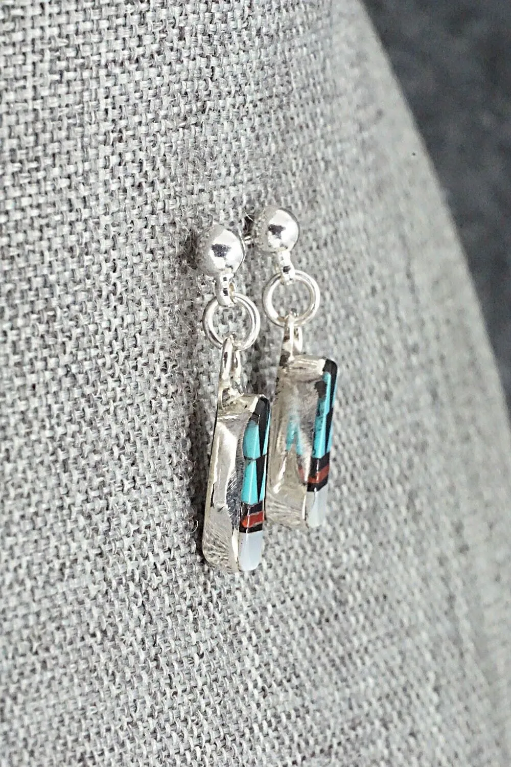 Multi Stone Inlay & Sterling Silver Earrings - Francine Chapito