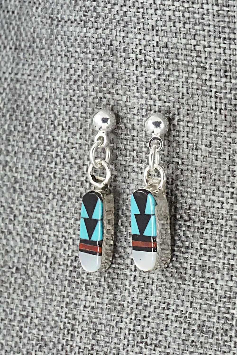 Multi Stone Inlay & Sterling Silver Earrings - Francine Chapito