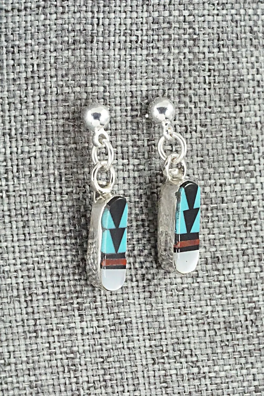 Multi Stone Inlay & Sterling Silver Earrings - Francine Chapito
