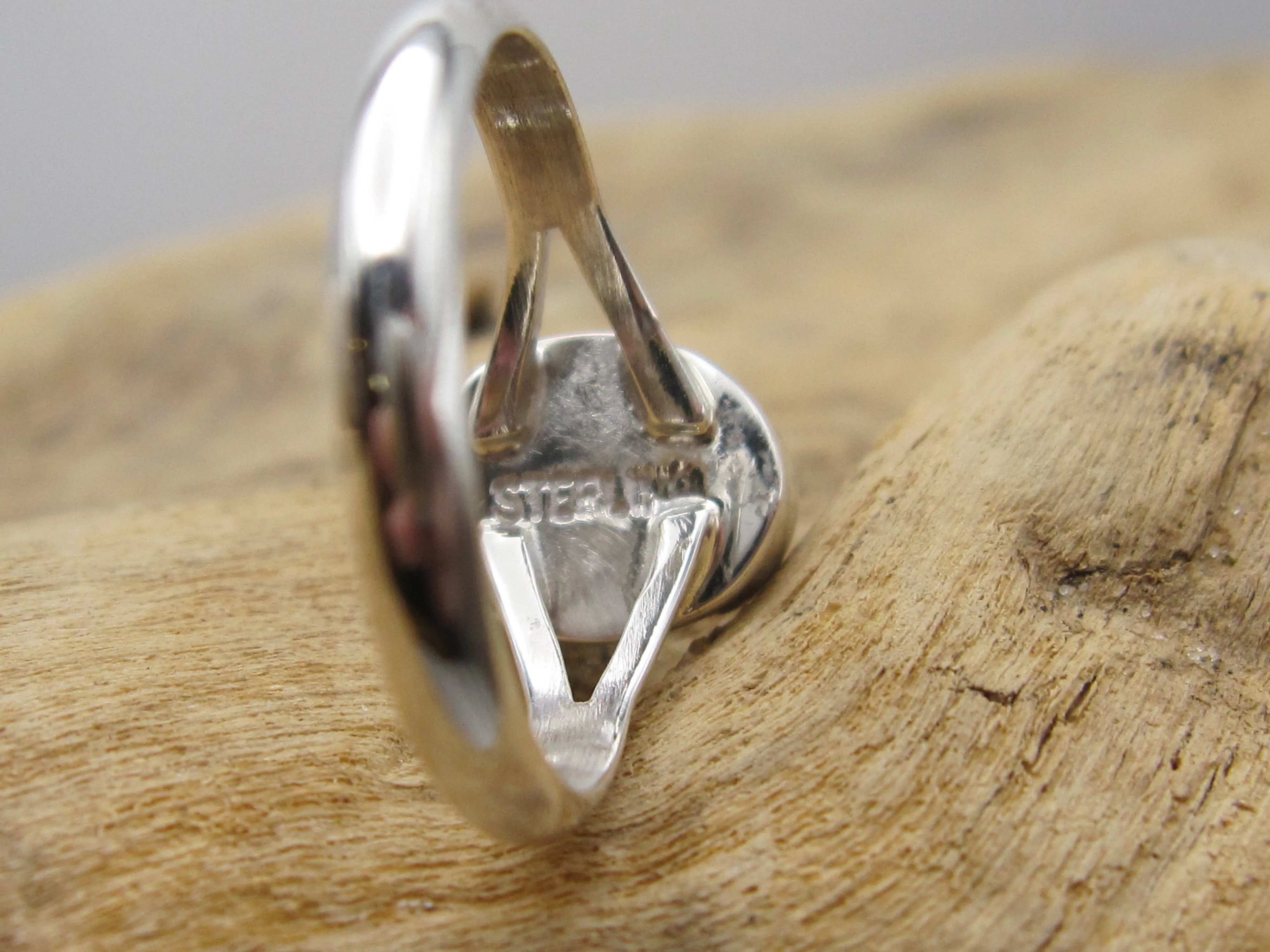 Native American Made Dainty Contemporary Opal and Sterling Silver Ring