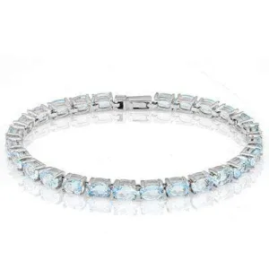 NATURAL BABY SWISS BLUE TOPAZ 925 STERLING SILVER TENNIS BRACELET
