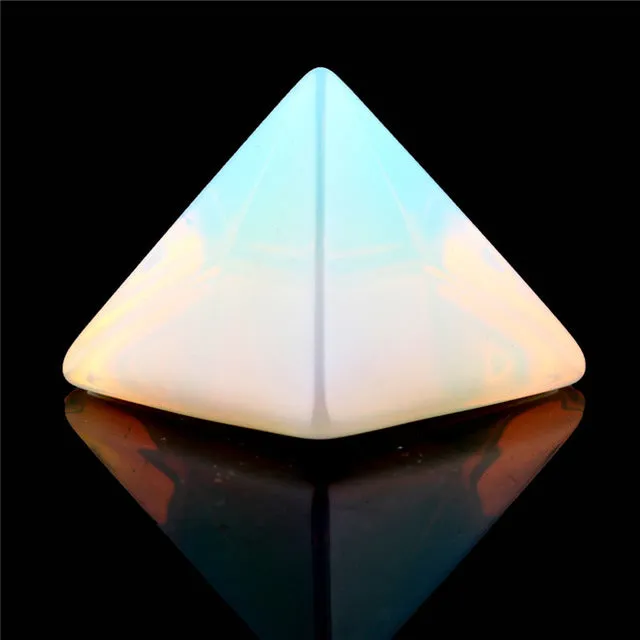 Natural Stone Carved Opalite Opal Pyramid