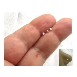 Nose Bones 22G Sterling Silver Ball End Nose Stud Ring Nose Studs Earrings 22 gauge 2mm Blue Pink White Opal Nose Studs