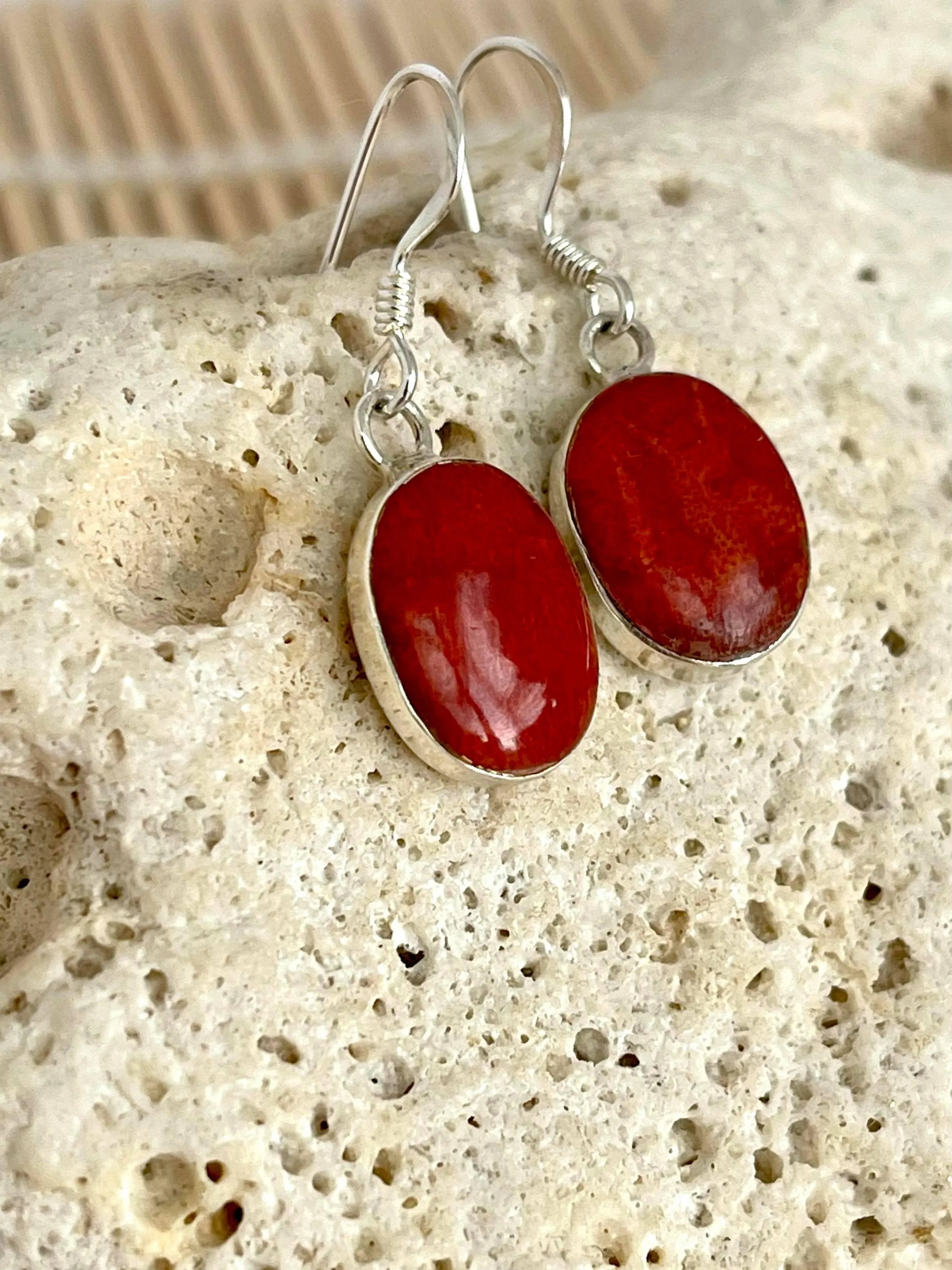 Ocean Dreams Red Coral Earrings