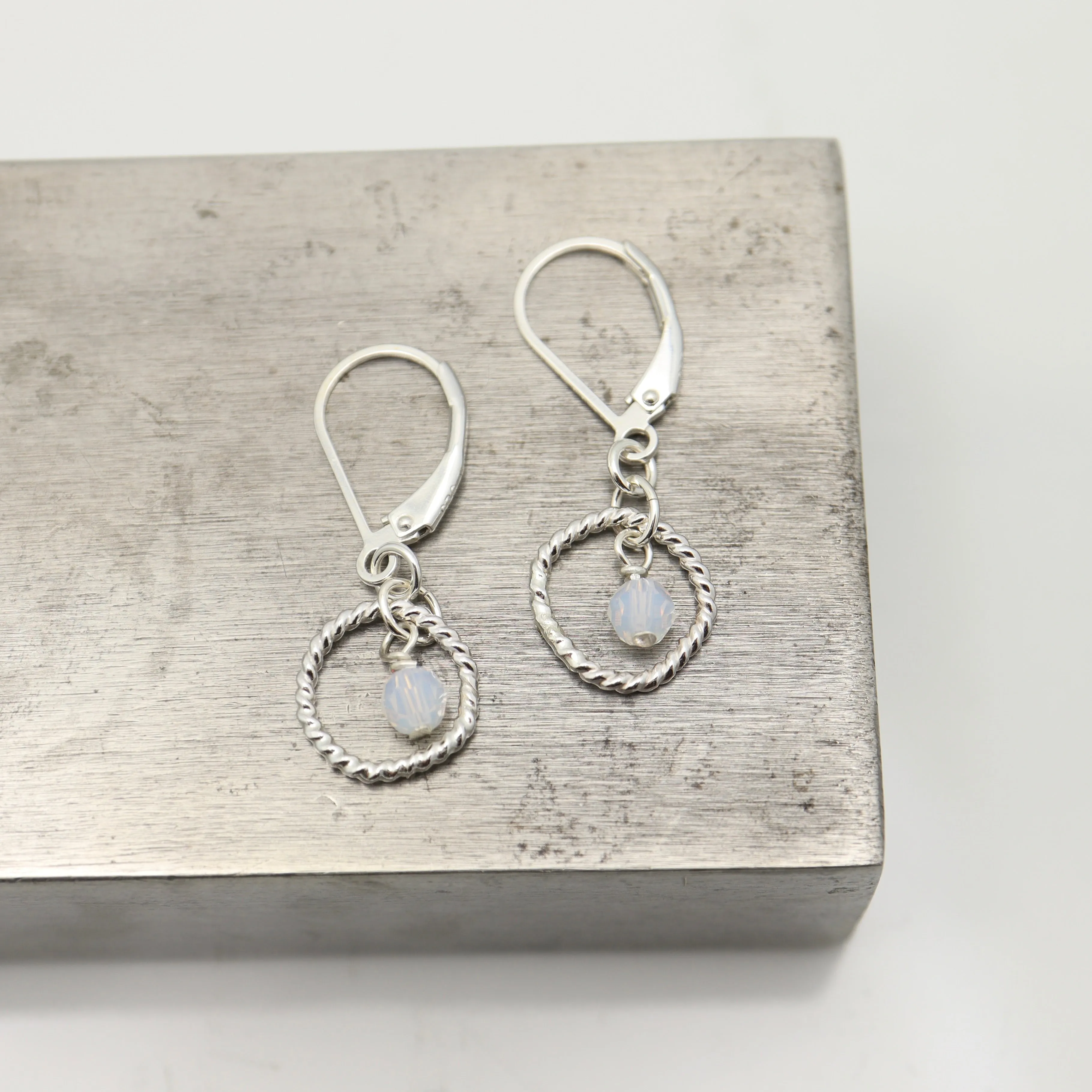 October - Opal Birthstone Sterling Silver Earrings