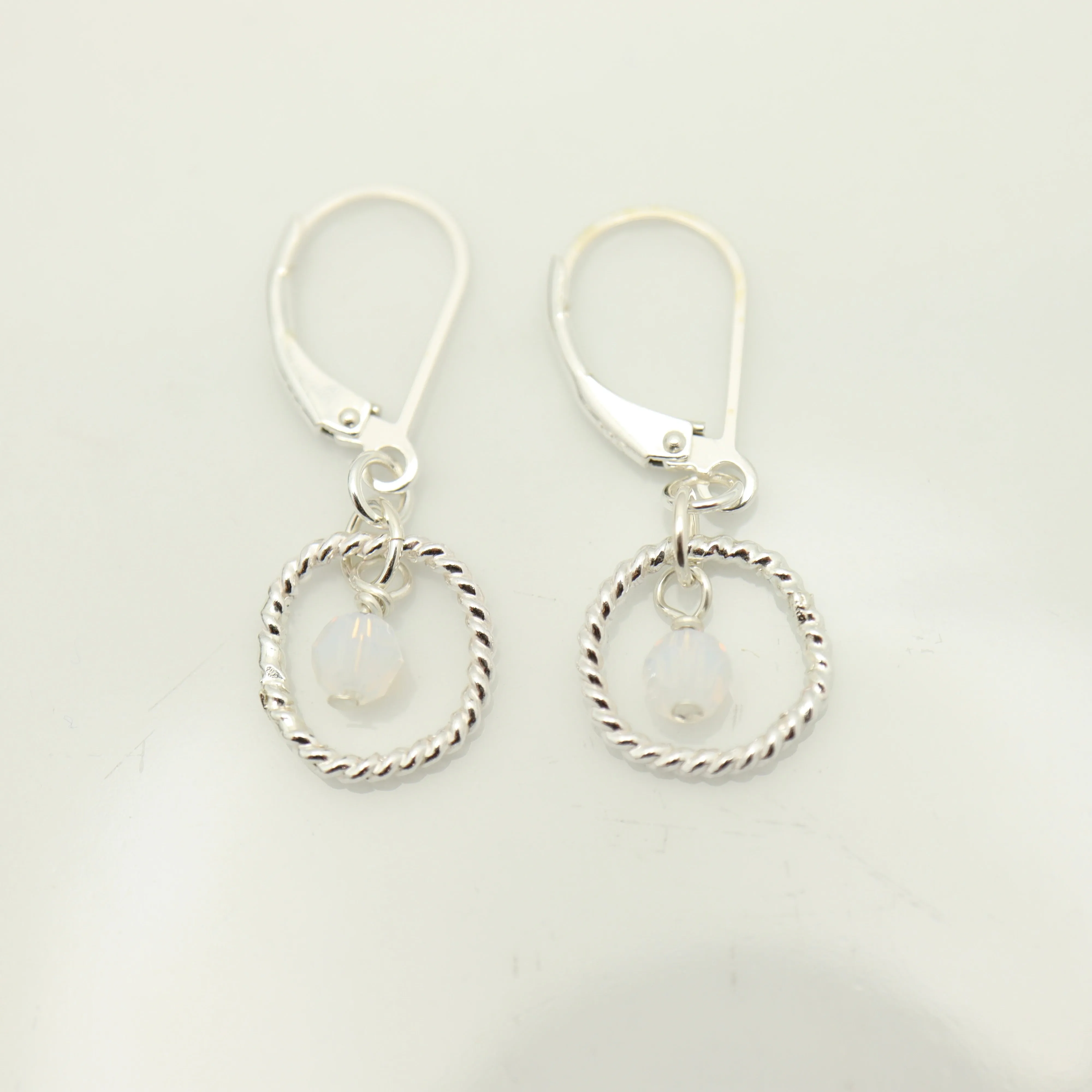 October - Opal Birthstone Sterling Silver Earrings