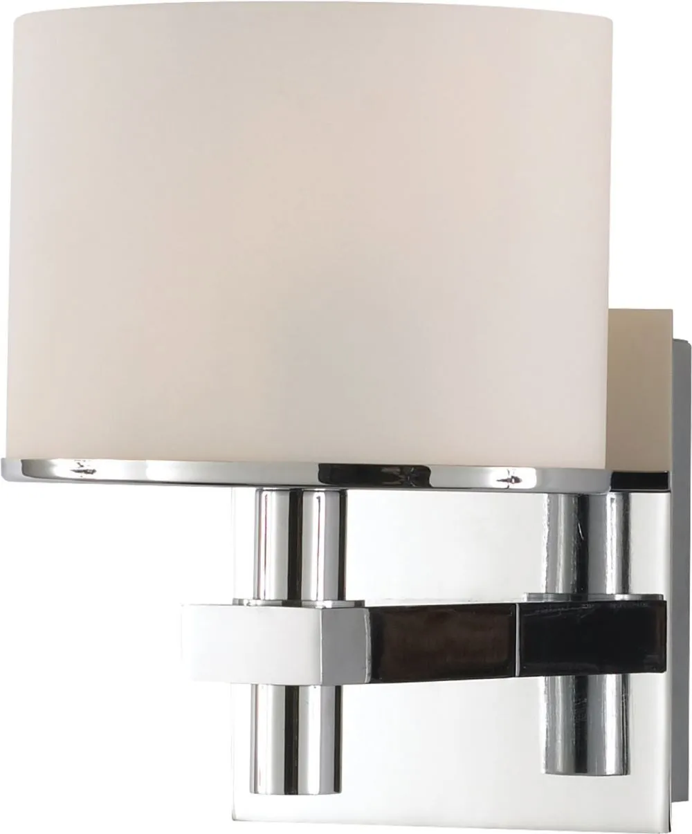 Ombra 1 Light Vanity In Chrome and White Opal Glass