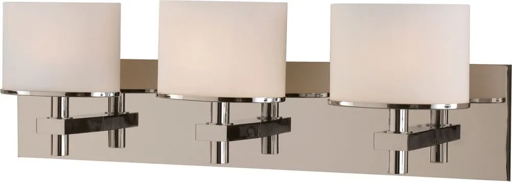 Ombra 3 Light Vanity In Satin Nickel and White Opal Glass