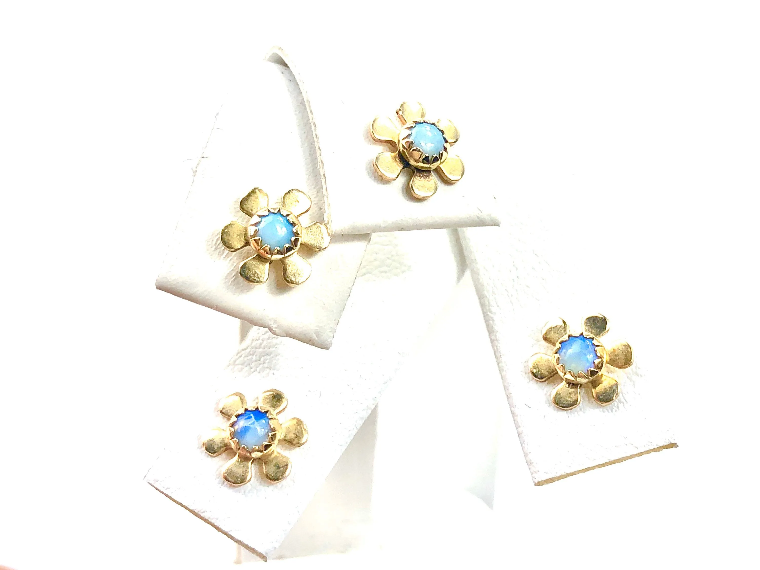 Opal flower stud , 14KGF post , Sterling silver peg , SKU# OPL990FWR