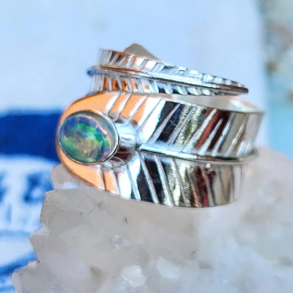 OPAL LEAF - 925 ADJUSTABLE OPAL RING