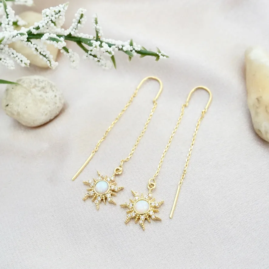 Opal Sunburst Threader Earrings