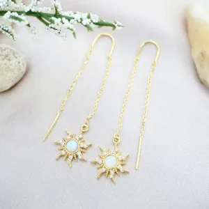 Opal Sunburst Threader Earrings