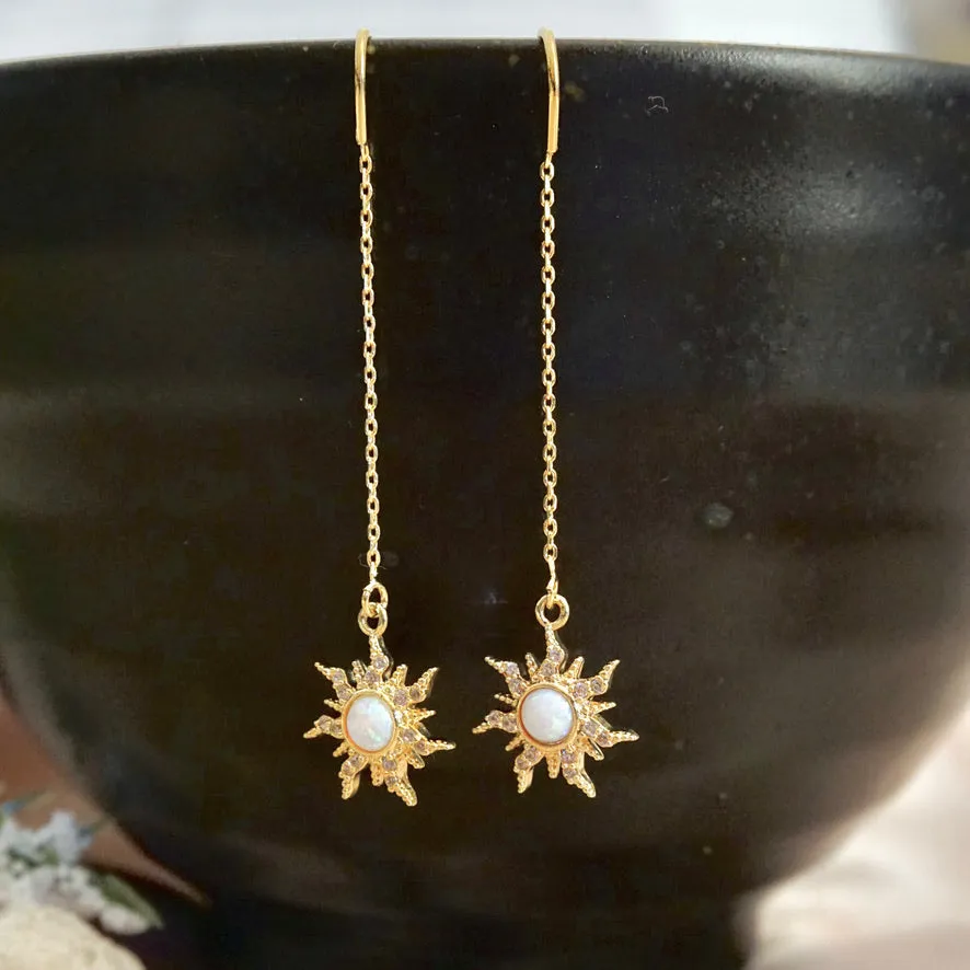 Opal Sunburst Threader Earrings