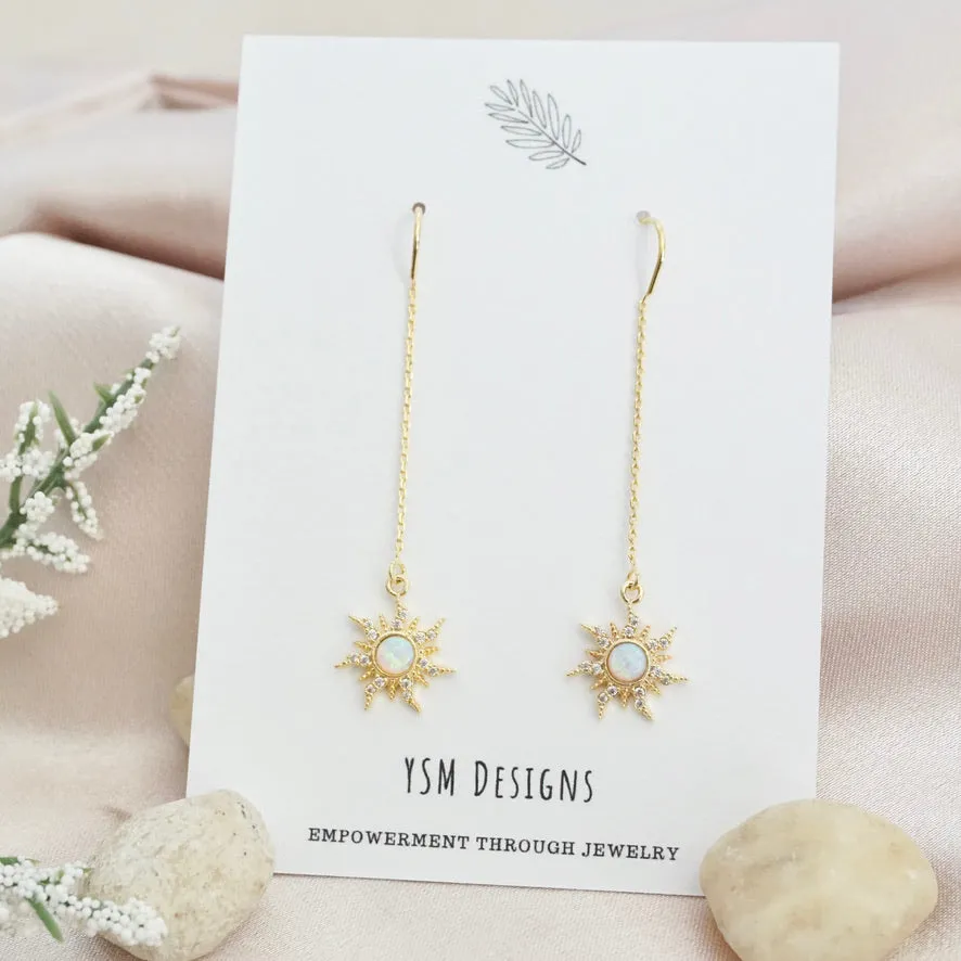 Opal Sunburst Threader Earrings