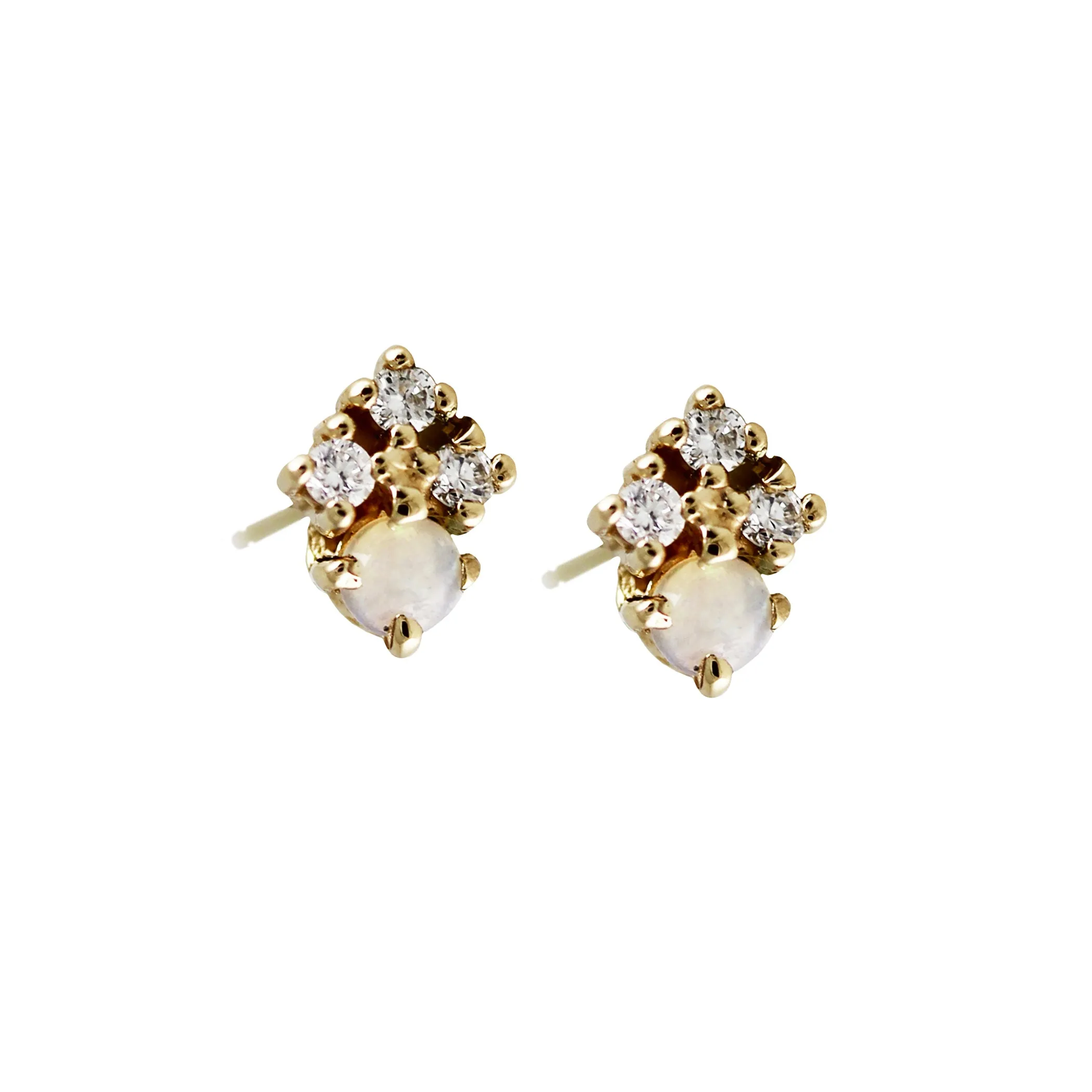 OPAL WITH THREE DIAMONDS STUD