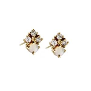 OPAL WITH THREE DIAMONDS STUD
