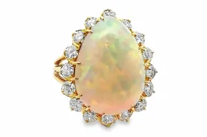 Pear Opal Ring with Diamonds