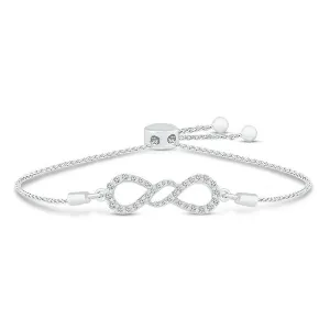 Pre-Owned Jared 3/8ct Diamond Infinity Pendant Bracelet in 10k White Gold