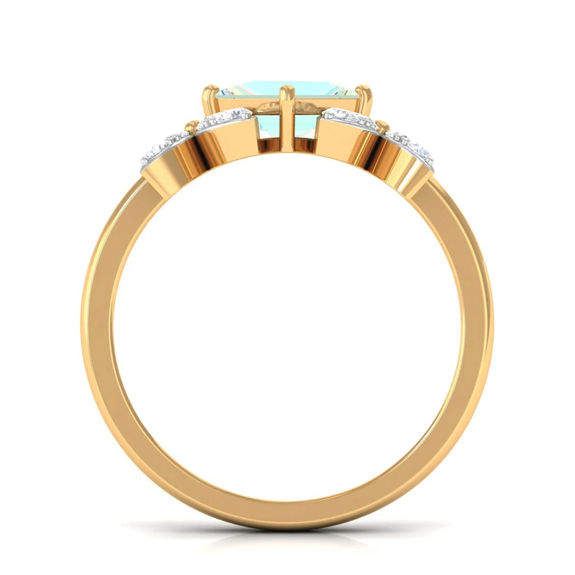 Princess Cut Ethiopian Opal Flower Engagement Ring with Diamond