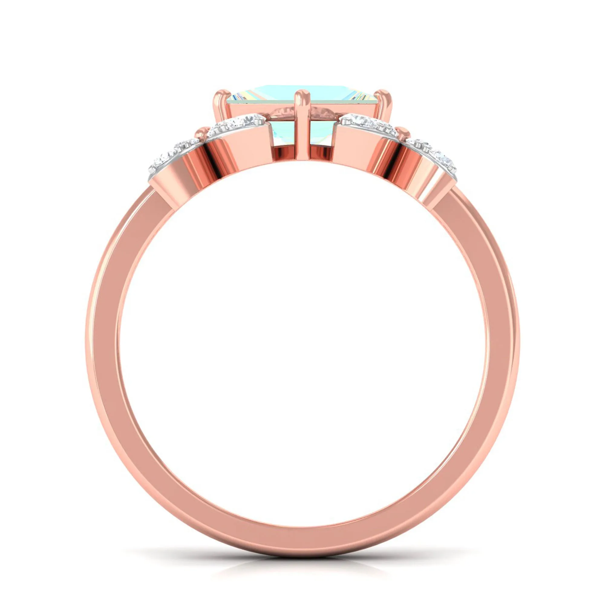 Princess Cut Ethiopian Opal Flower Engagement Ring with Diamond