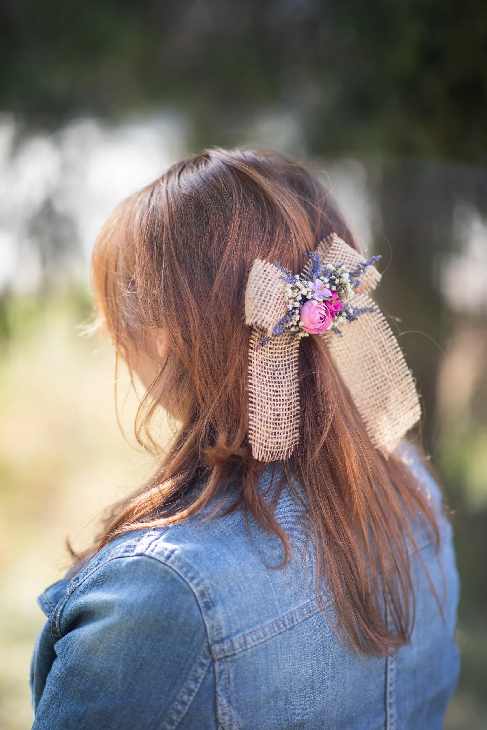 Provence lavender hair bow Flower barrette clip Provence wedding Bride 2021 Back to school Hair bow for girl Magaela Gift Ponytail clip