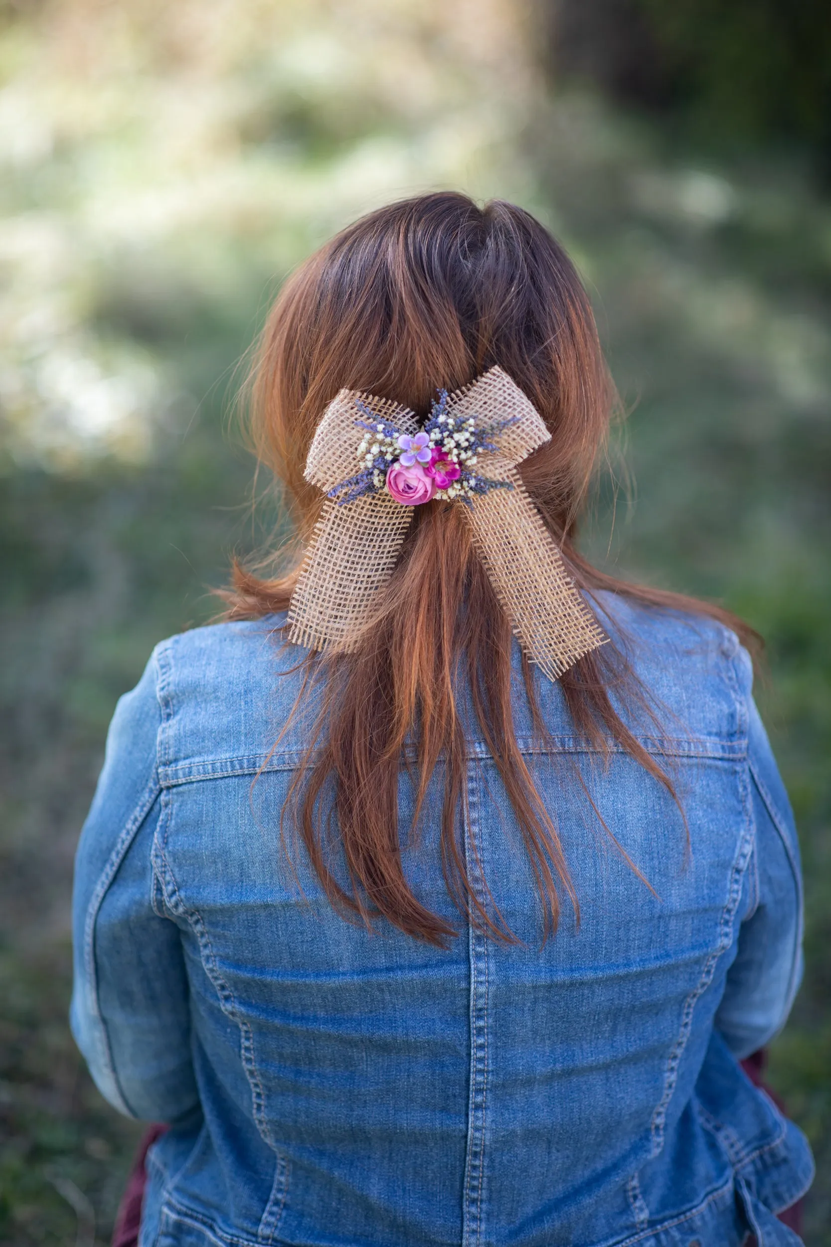 Provence lavender hair bow Flower barrette clip Provence wedding Bride 2021 Back to school Hair bow for girl Magaela Gift Ponytail clip