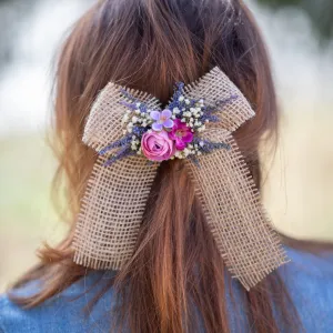 Provence lavender hair bow Flower barrette clip Provence wedding Bride 2021 Back to school Hair bow for girl Magaela Gift Ponytail clip