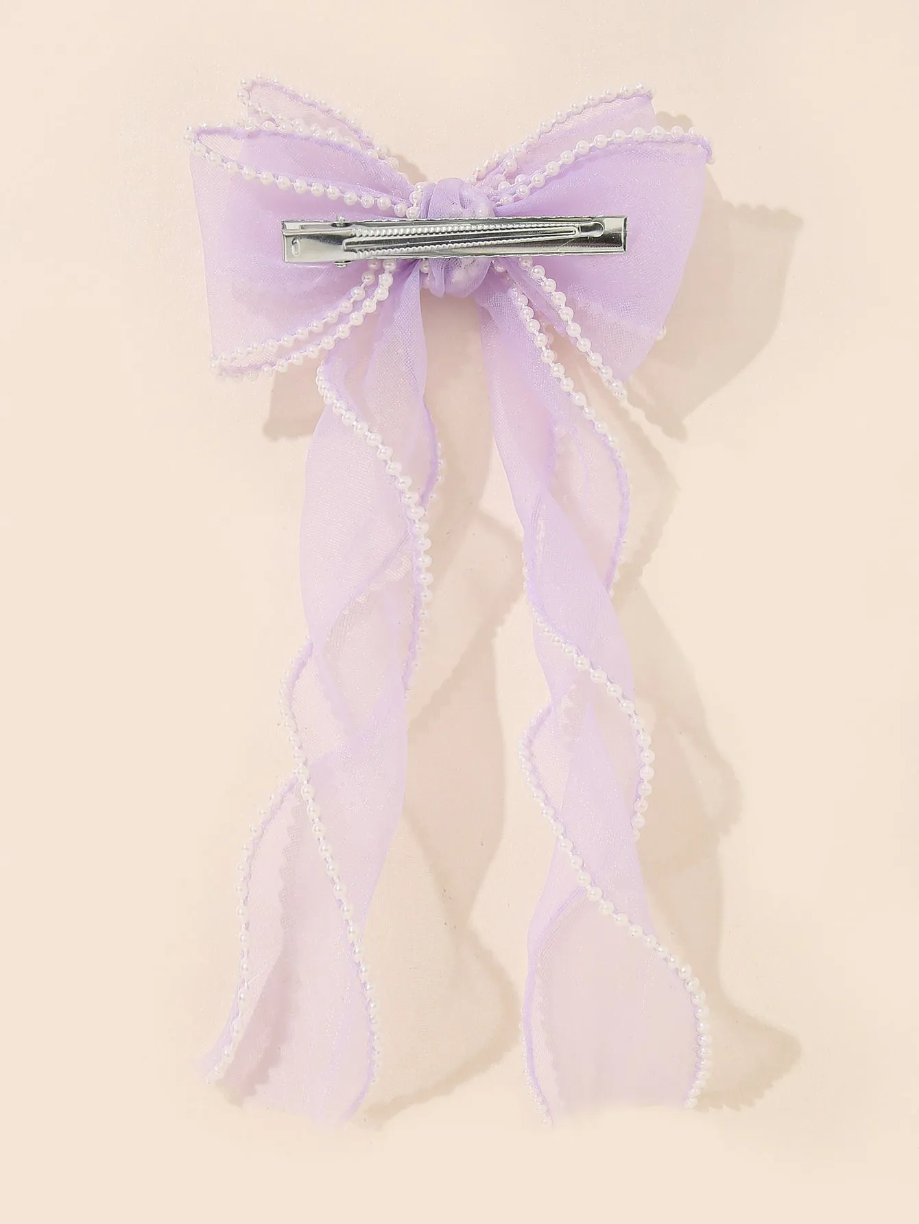 Purple Bow & Pearl Decor Hair Clip for Women Barrette Styling Hair Accessories