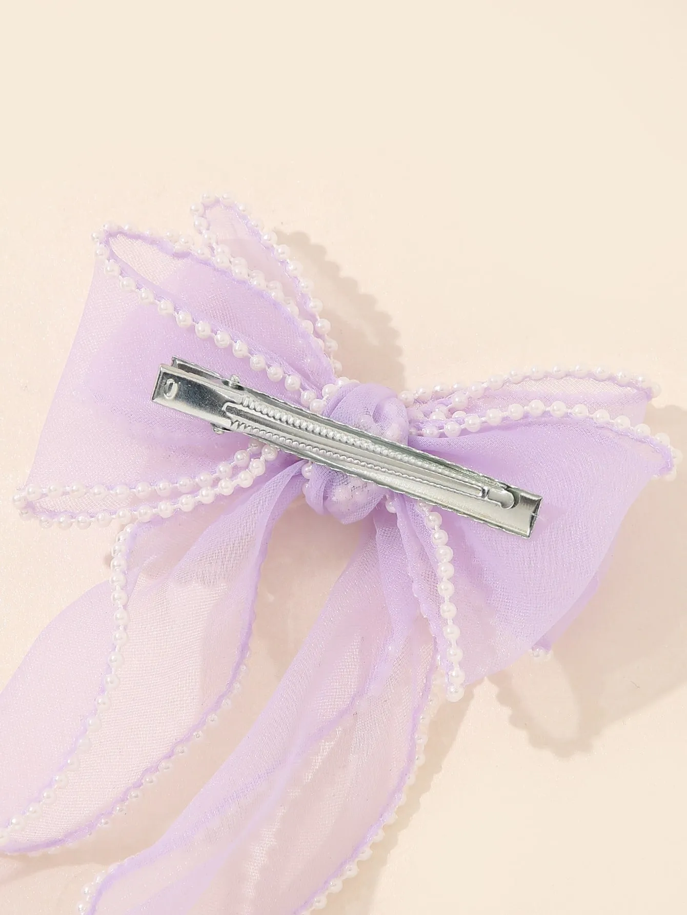 Purple Bow & Pearl Decor Hair Clip for Women Barrette Styling Hair Accessories