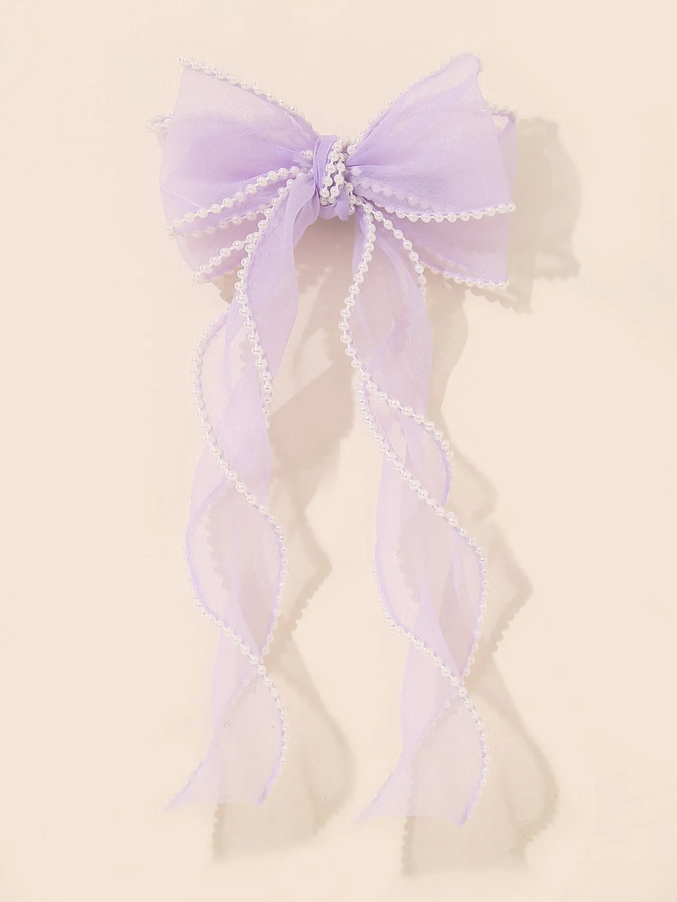 Purple Bow & Pearl Decor Hair Clip for Women Barrette Styling Hair Accessories